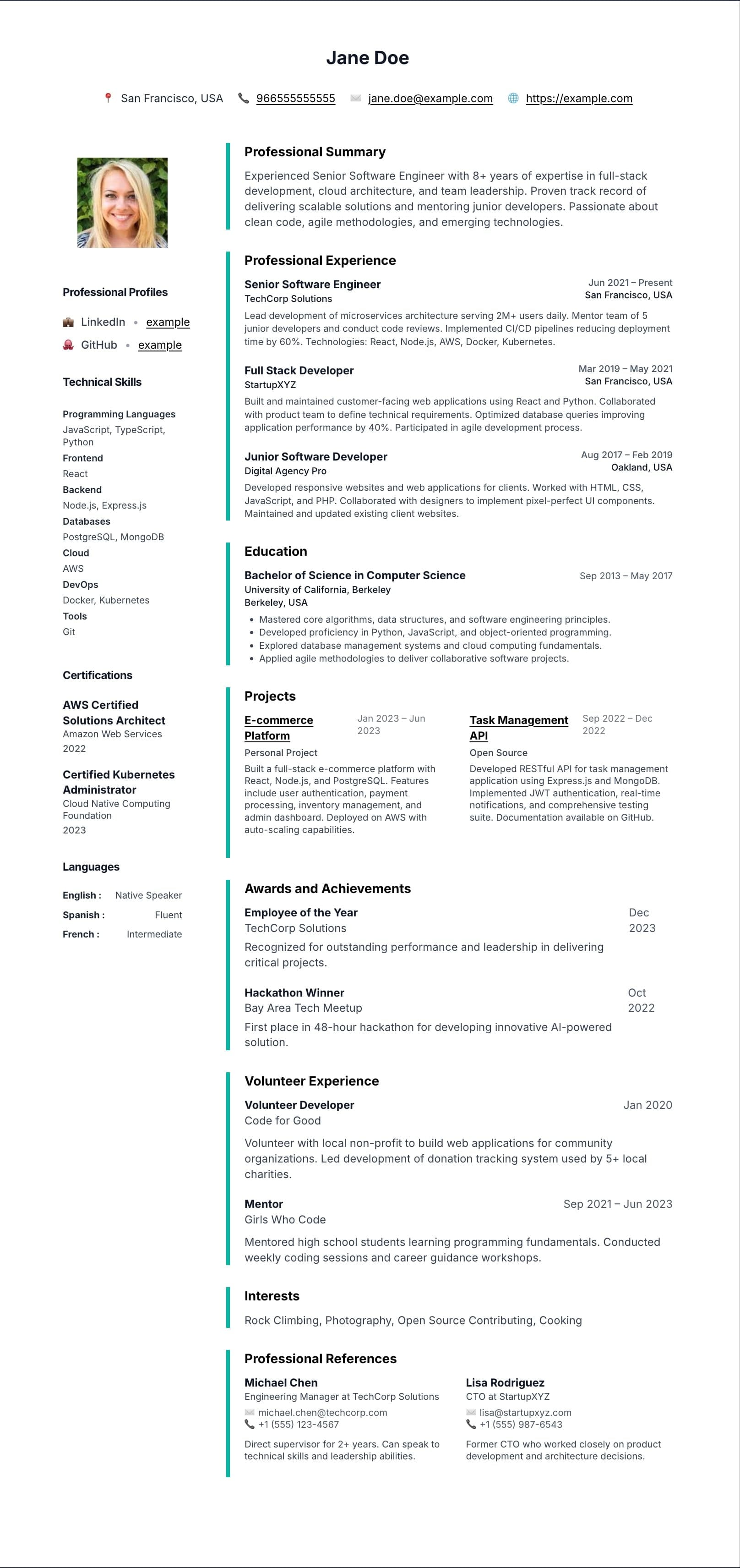 Delta resume template preview
