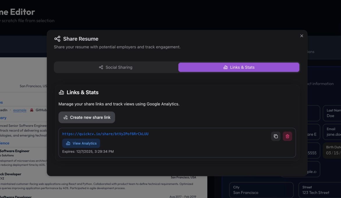 Your Personal Resume Link
